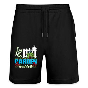 Gardening I'm The Garden Goddess - Stanley/Stella Trainer Unisex Organic Jogging Shorts - black - Front - Nik (191cm) & Marisol (170cm)