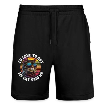 I'd Love To But My Cat Said No 2 - Stanley/Stella Unisex Bio Joggingshorts Trainer  - Schwarz - Vorne - Nik (191cm) & Marisol (170cm)