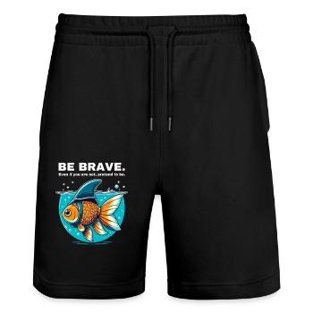 Courage Courage Goldfish Shark Motivation Be Strong - Stanley/Stella Trainer Unisex Organic Jogging Shorts - black - Front - Nik (191cm) & Marisol (170cm)