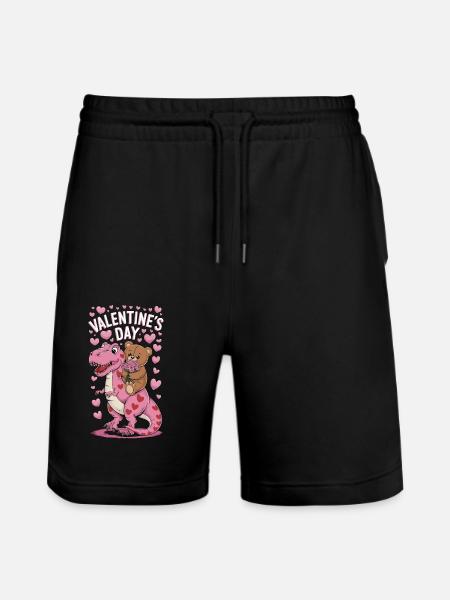 T. Rex Valentine's Day - Stanley/Stella Trainer Unisex Organic Jogging Shorts - black