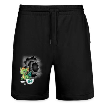 Baby Dino Dragon Dragon Eggshell Hatch - Stanley/Stella Trainer Unisex Organic Jogging Shorts - black - Front - Nik (191cm) & Marisol (170cm)