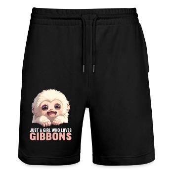 Gibbons Gibbon - Stanley/Stella Unisex Bio Joggingshorts Trainer  - Schwarz - Vorne - Nik (191cm) & Marisol (170cm)