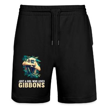Gibbons Gibbon - Stanley/Stella Unisex Bio Joggingshorts Trainer  - Schwarz - Vorne - Nik (191cm) & Marisol (170cm)