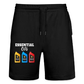 Lustige Essential Oils Illustration für - Stanley/Stella Unisex Bio Joggingshorts Trainer  - Schwarz - Vorne - Nik (191cm) & Marisol (170cm)