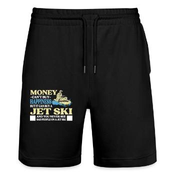 Money can't buy happiness but a jet ski - Stanley/Stella Trainer Unisex Organic Jogging Shorts - black - Front - Nik (191cm) & Marisol (170cm)