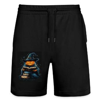 Halloween Gift Women Pumpkin Men Kids - Stanley/Stella Trainer Unisex Organic Jogging Shorts - black - Front - Nik (191cm) & Marisol (170cm)