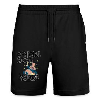 Équipe officielle 2025, le design du réveillon du Nouvel An/Nouvel An - Short de jogging bio TRAINER Stanley/Stella unisexe - noir - Devant - Nik (191cm) & Marisol (170cm)