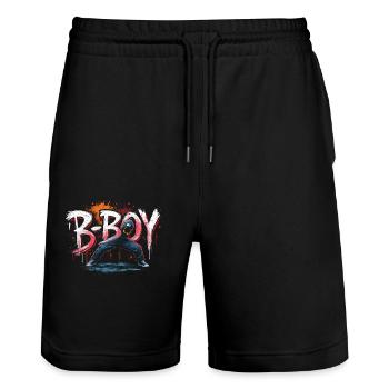 B-Boy Breakdance Hip Hop Tanz Tänzer Breakdance - Stanley/Stella Unisex Bio Joggingshorts Trainer  - Schwarz - Vorne - Nik (191cm) & Marisol (170cm)
