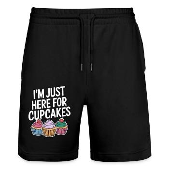 Cupcake Spruch Cupcakes Lustiges Cupcake Geschenk - Stanley/Stella Unisex Bio Joggingshorts Trainer  - Schwarz - Vorne - Nik (191cm) & Marisol (170cm)