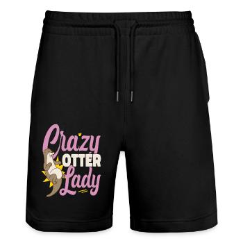 Otter Crazy Otter Lady - Stanley/Stella Unisex Bio Joggingshorts Trainer  - Schwarz - Vorne - Nik (191cm) & Marisol (170cm)