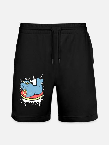 Funny Manatee Does Sunbath - Stanley/Stella Trainer Unisex Organic Jogging Shorts - black