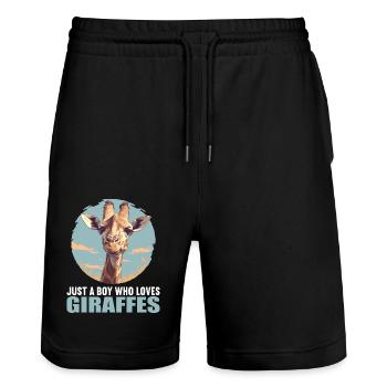 Giraffen Giraffe - Stanley/Stella Unisex Bio Joggingshorts Trainer  - Schwarz - Vorne - Nik (191cm) & Marisol (170cm)