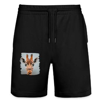 Giraffes Giraffe - Stanley/Stella Trainer Unisex Organic Jogging Shorts - black - Front - Nik (191cm) & Marisol (170cm)