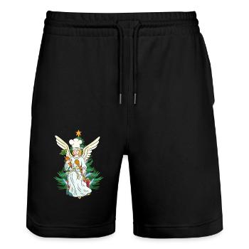 Christmas Koch Köche Köchin Engel Xmas Weihnachten - Stanley/Stella Unisex Bio Joggingshorts Trainer  - Schwarz - Vorne - Nik (191cm) & Marisol (170cm)