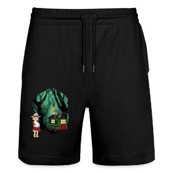 Conte de fées Conte de fées Personnage Dragon Forêt Aventure - Short de jogging bio TRAINER Stanley/Stella unisexe - noir - Devant - Nik (191cm) & Marisol (170cm)