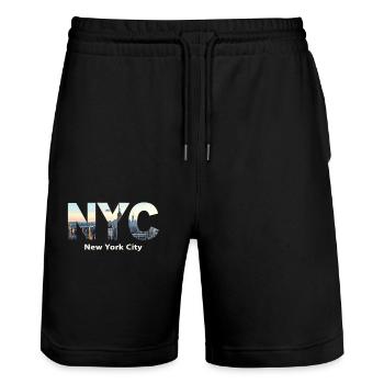 New York – Horizon de New York New York - Short de jogging bio TRAINER Stanley/Stella unisexe - noir - Devant - Nik (191cm) & Marisol (170cm)