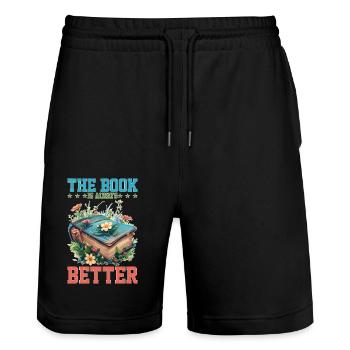The Book Is Always Better - Stanley/Stella Unisex Bio Joggingshorts Trainer  - Schwarz - Vorne - Nik (191cm) & Marisol (170cm)
