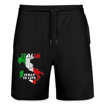 ITALIA ITALY IS LIFE - Stanley/Stella Trainer Unisex Organic Jogging Shorts - black - Front - Nik (191cm) & Marisol (170cm)