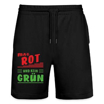 LIKES RED AND NOT GREEN - Stanley/Stella Trainer Unisex Organic Jogging Shorts - black - Front - Nik (191cm) & Marisol (170cm)