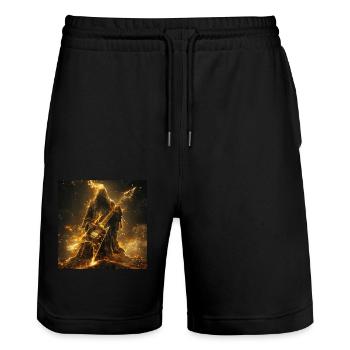 Gitarre - Stanley/Stella Unisex Bio Joggingshorts Trainer  - Schwarz - Vorne - Nik (191cm) & Marisol (170cm)