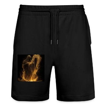 Harfe - Stanley/Stella Unisex Bio Joggingshorts Trainer  - Schwarz - Vorne - Nik (191cm) & Marisol (170cm)