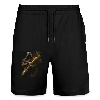 Querflöte - Stanley/Stella Unisex Bio Joggingshorts Trainer  - Schwarz - Vorne - Nik (191cm) & Marisol (170cm)