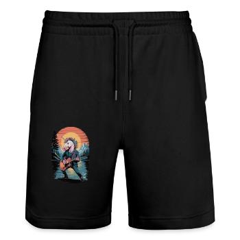 Punk-Einhorn mit Gitarre - Stanley/Stella Unisex Bio Joggingshorts Trainer  - Schwarz - Vorne - Nik (191cm) & Marisol (170cm)