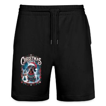 Dackel Christmas Vibes - Stanley/Stella Unisex Bio Joggingshorts Trainer  - Schwarz - Vorne - Nik (191cm) & Marisol (170cm)