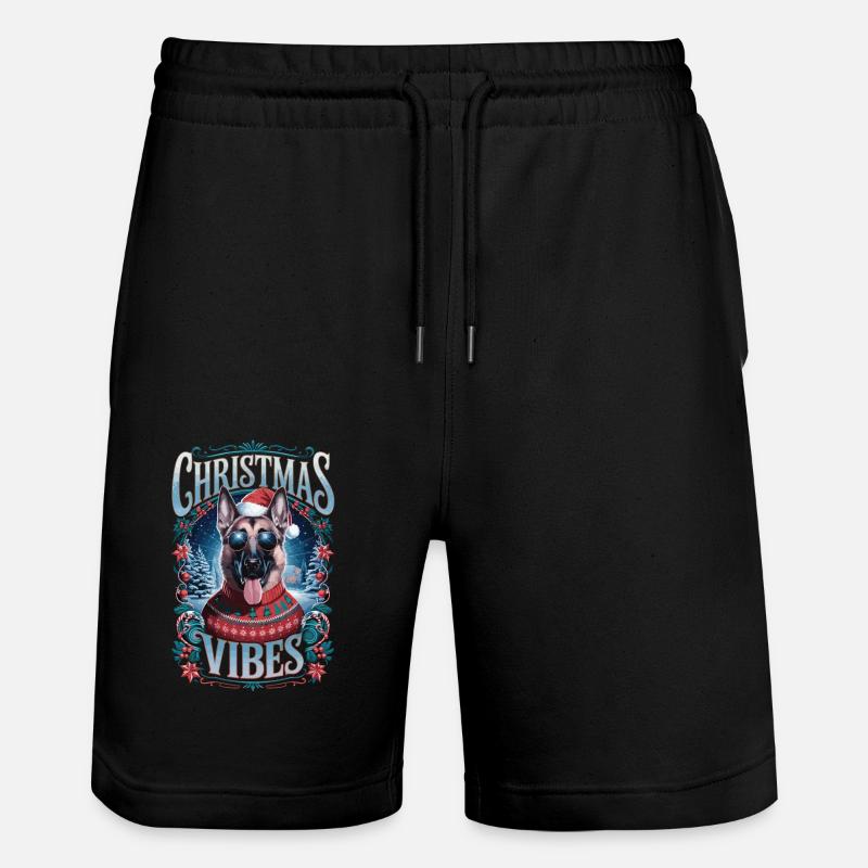Schäferhund Christmas Vibes - Stanley/Stella Unisex Bio Joggingshorts Trainer  - Schwarz