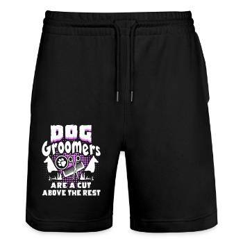 Dog Groomers Are A Cut Above The Rest - Stanley/Stella Trainer Unisex Organic Jogging Shorts - black - Front - Nik (191cm) & Marisol (170cm)
