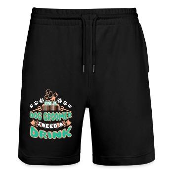 Dog Groomer Need A Drink - Stanley/Stella Trainer Unisex Organic Jogging Shorts - black - Front - Nik (191cm) & Marisol (170cm)