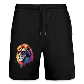 Lion Lover Faune Safari Art Lion Coloré - Short de jogging bio TRAINER Stanley/Stella unisexe - noir - Devant - Nik (191cm) & Marisol (170cm)