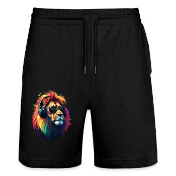 Lion Lover Wildlife Safari Art Lion Colorful - Stanley/Stella Trainer Unisex Organic Jogging Shorts - black - Front - Nik (191cm) & Marisol (170cm)