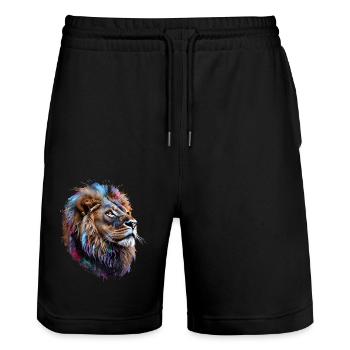 Lion Lover Faune Safari Art Lion Coloré - Short de jogging bio TRAINER Stanley/Stella unisexe - noir - Devant - Nik (191cm) & Marisol (170cm)