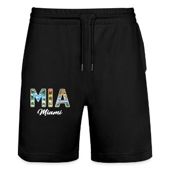 Miami Mia Miami – Ambiance tropicale pour les fans des États-Unis - Short de jogging bio TRAINER Stanley/Stella unisexe - noir - Devant - Nik (191cm) & Marisol (170cm)