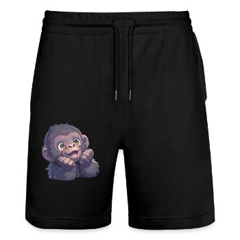 Gorillas Gorilla - Stanley/Stella Trainer Unisex Organic Jogging Shorts - black - Front - Nik (191cm) & Marisol (170cm)