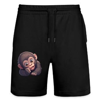 Gorillas Gorilla - Stanley/Stella Trainer Unisex Organic Jogging Shorts - black - Front - Nik (191cm) & Marisol (170cm)