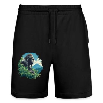 Gorillas Gorilla - Stanley/Stella Trainer Unisex Organic Jogging Shorts - black - Front - Nik (191cm) & Marisol (170cm)