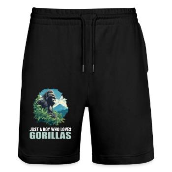Gorillas Gorilla - Stanley/Stella Trainer Unisex Organic Jogging Shorts - black - Front - Nik (191cm) & Marisol (170cm)