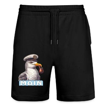 MÖVE MOIN - Stanley/Stella Trainer Unisex Organic Jogging Shorts - black - Front - Nik (191cm) & Marisol (170cm)