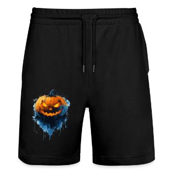 Halloween Gift Women Pumpkin Men Kids - Stanley/Stella Trainer Unisex Organic Jogging Shorts - black - Front - Nik (191cm) & Marisol (170cm)