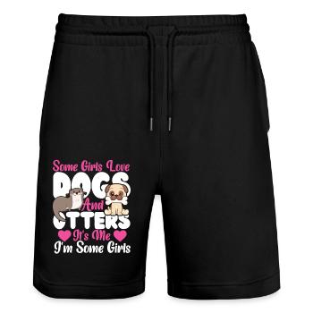 Otter Dog Some Girls Love Dogs And - Stanley/Stella Trainer Unisex Organic Jogging Shorts - black - Front - Nik (191cm) & Marisol (170cm)