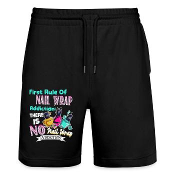 Nail Artist First Rule Of Nail Wrap - Stanley/Stella Trainer Unisex Organic Jogging Shorts - black - Front - Nik (191cm) & Marisol (170cm)