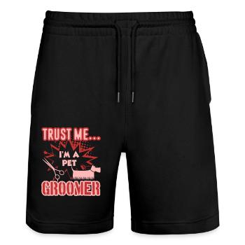 Trust Me I am A Pet Groomer - Stanley/Stella Trainer Unisex Organic Jogging Shorts - black - Front - Nik (191cm) & Marisol (170cm)
