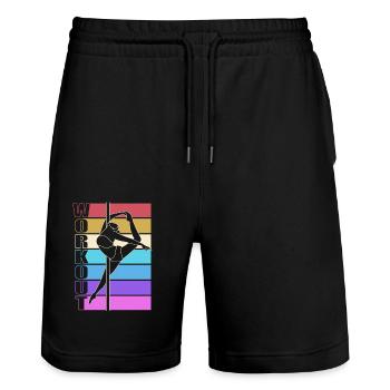 Pole Dance - Stanley/Stella Unisex Bio Joggingshorts Trainer  - Schwarz - Vorne - Nik (191cm) & Marisol (170cm)