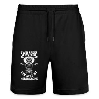 Bärtiger Biker Bartträger Motorradfahrer Motorrad - Stanley/Stella Unisex Bio Joggingshorts Trainer  - Schwarz - Vorne - Nik (191cm) & Marisol (170cm)