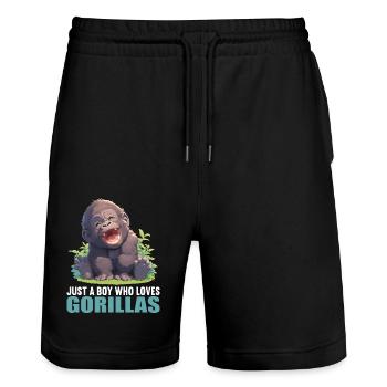 Gorillas Gorilla - Stanley/Stella Unisex Bio Joggingshorts Trainer  - Schwarz - Vorne - Nik (191cm) & Marisol (170cm)