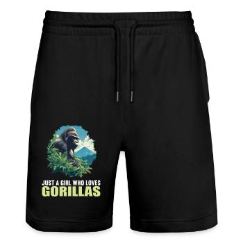 Gorillas Gorilla - Stanley/Stella Unisex Bio Joggingshorts Trainer  - Schwarz - Vorne - Nik (191cm) & Marisol (170cm)