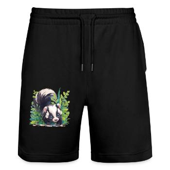 Mouffettes Mouffette - Short de jogging bio TRAINER Stanley/Stella unisexe - noir - Devant - Nik (191cm) & Marisol (170cm)