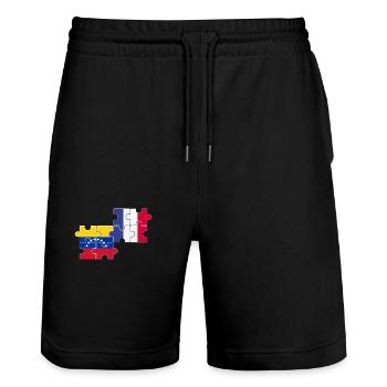 Venezuela France Flag French Venezuelans - Stanley/Stella Trainer Unisex Organic Jogging Shorts - black - Front - Nik (191cm) & Marisol (170cm)